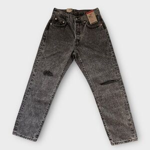 Levi’s 501 Original Cropped Distressed Jeans – Acid Wash Black (NWT)